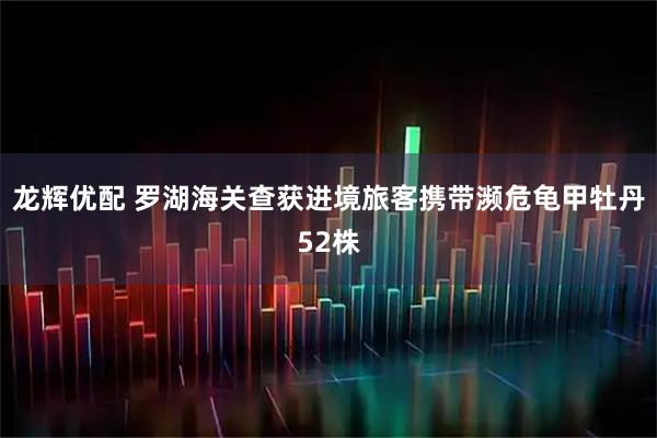 龙辉优配 罗湖海关查获进境旅客携带濒危龟甲牡丹52株